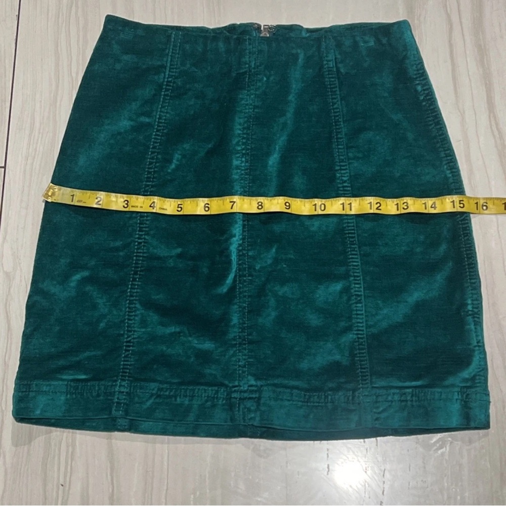Free People Emerald Mini Skirt Teal Faux Suede Short Skirt Size 0 - Picture 6 of 10